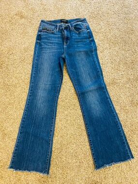 Judy Blue Bootcut Jeans Womens 7/28 Blue Stretch Denim Raw Hem High Rise